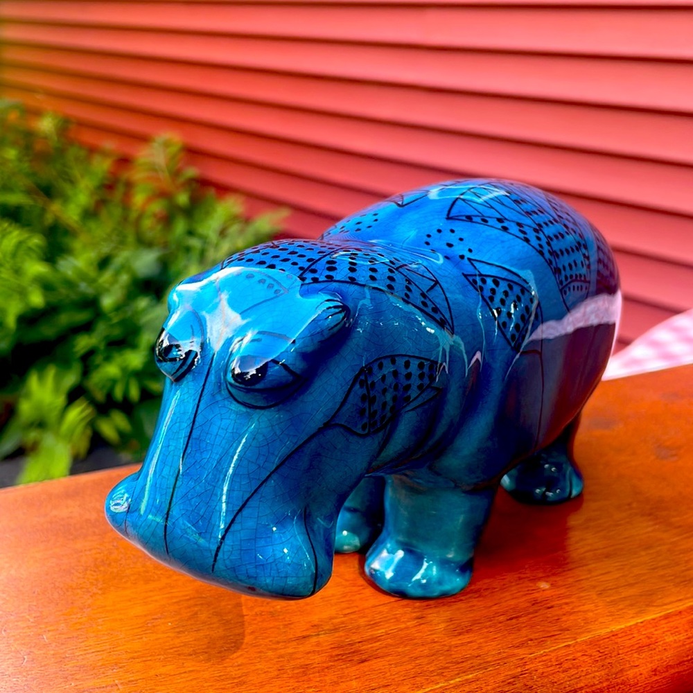 Blue ceramic Hippo from the Metropolitan Museum of Modern Art.